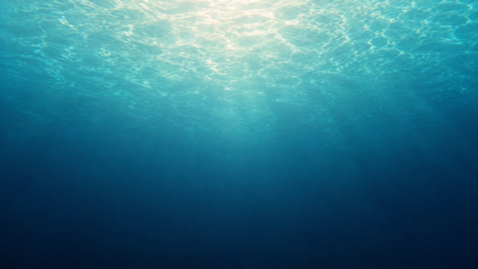 Deep blue water seen from below, light rippling on the surface above